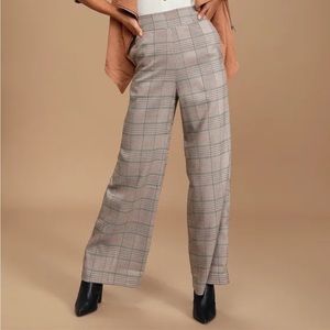 Talking Point Camel Multi Plaid Wide-Leg Pants